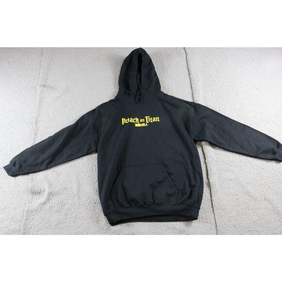 New Attack on Titan Hoodie Adult L Black Double Sided Graphic Print Season 3 - Picture 2 of 5